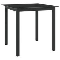 Havebord 80x80x74 cm glas og aluminium sort