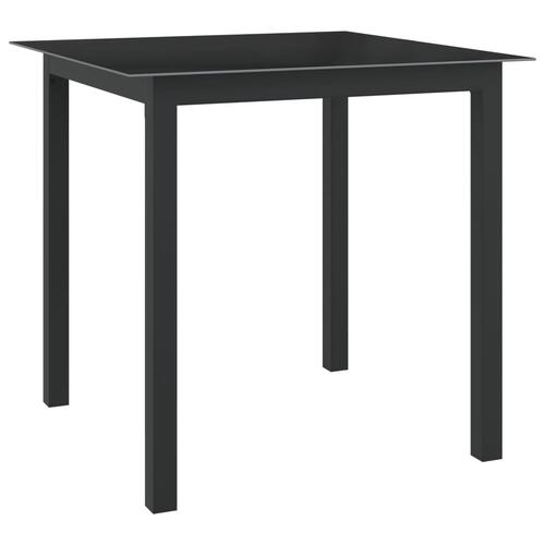 Havebord 80x80x74 cm glas og aluminium sort