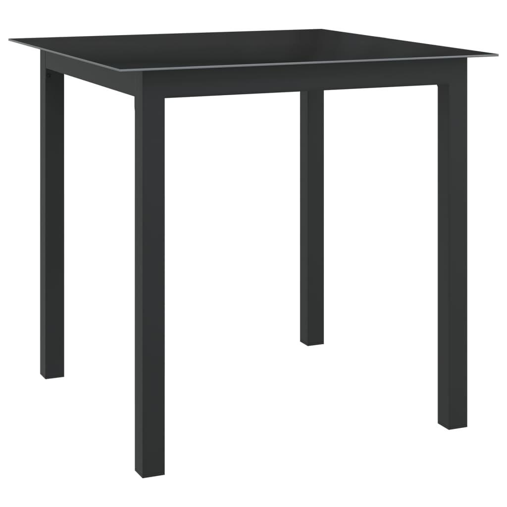 Havebord 80x80x74 cm glas og aluminium sort