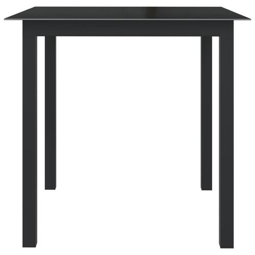 Havebord 80x80x74 cm glas og aluminium sort