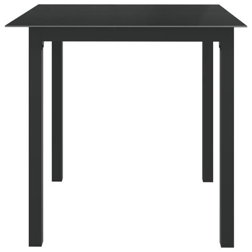 Havebord 80x80x74 cm glas og aluminium sort