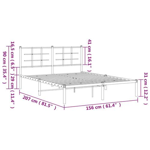 Sengeramme med sengegavl 150x200 cm metal sort