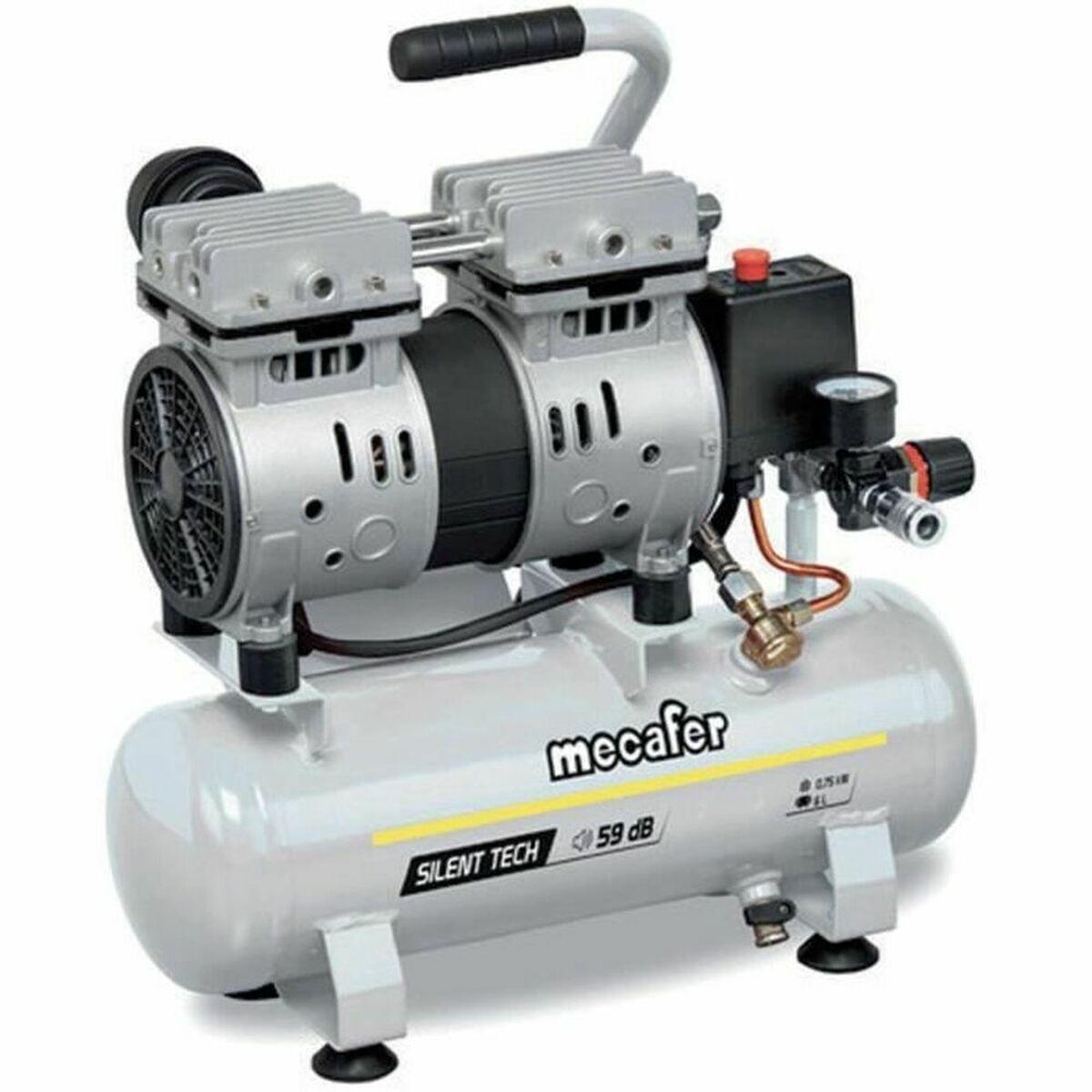 Luftkompressor MECAFER 425523 Vandret Stille 8 bar 24 L