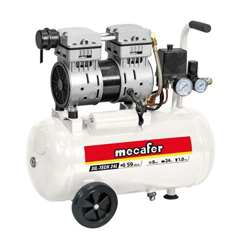 Luftkompressor MECAFER 425523 Vandret Stille 8 bar 24 L