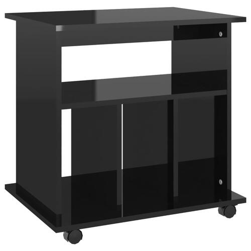 Rulleskab 60x45x60 cm konstrueret træ sort højglans