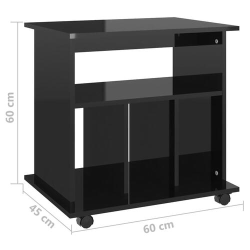 Rulleskab 60x45x60 cm konstrueret træ sort højglans