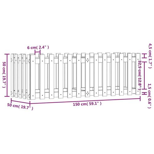 Højbed med stakitdesign 150x50x50 cm imprægneret fyrretræ