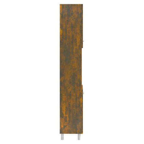 Badeværelsesskab 30x30x179 cm konstrueret træ røget egetræ
