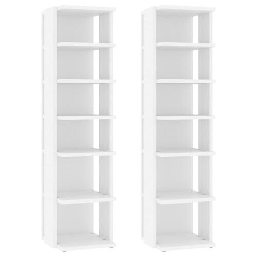 Skoskabe 2 stk. 27,5x27x102 cm konstrueret træ hvid