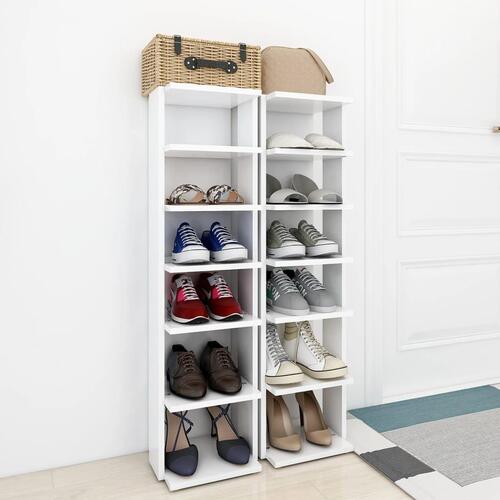 Skoskabe 2 stk. 27,5x27x102 cm konstrueret træ hvid