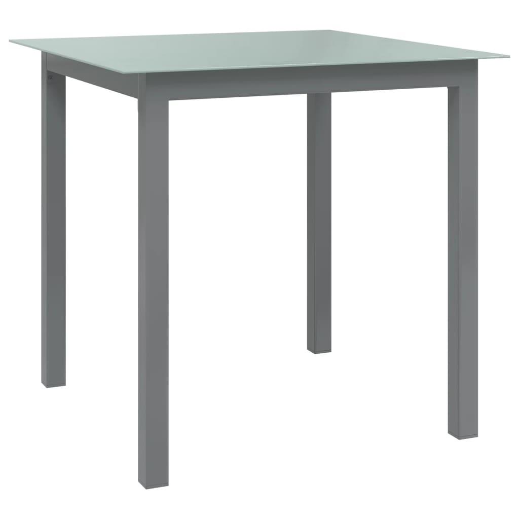 Havebord 80x80x74 cm aluminium og glas lysegrå