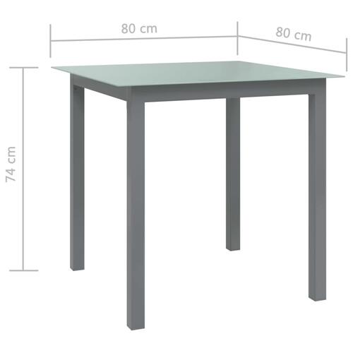 Havebord 80x80x74 cm aluminium og glas lysegrå
