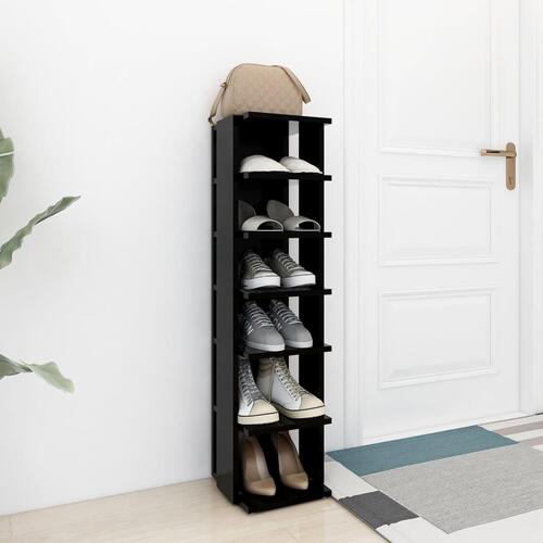 Skoskab 27,5x27x102 cm konstrueret træ sort