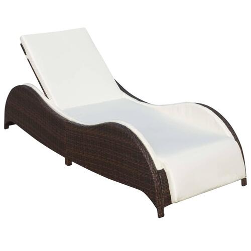 Liggestol med hynde polyrattan brun