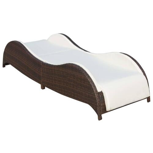 Liggestol med hynde polyrattan brun
