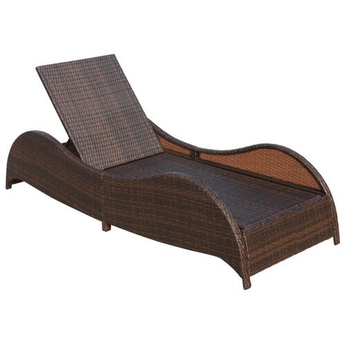 Liggestol med hynde polyrattan brun