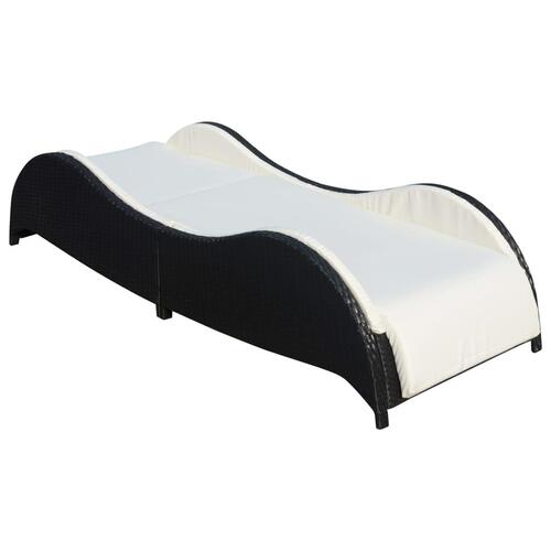 Liggestol med hynde polyrattan sort