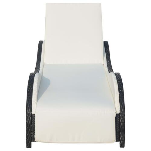 Liggestol med hynde polyrattan sort