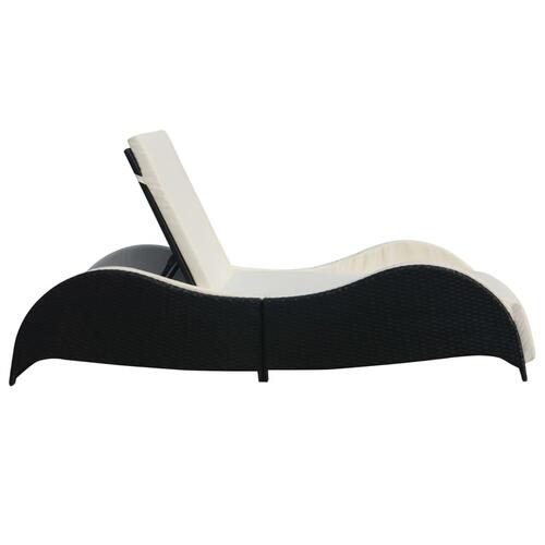 Liggestol med hynde polyrattan sort
