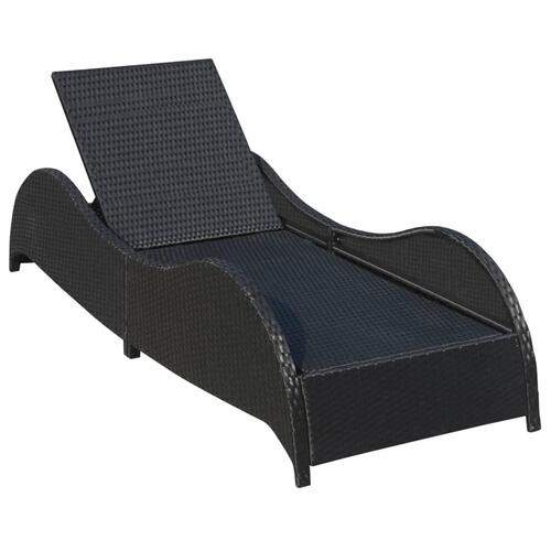 Liggestol med hynde polyrattan sort