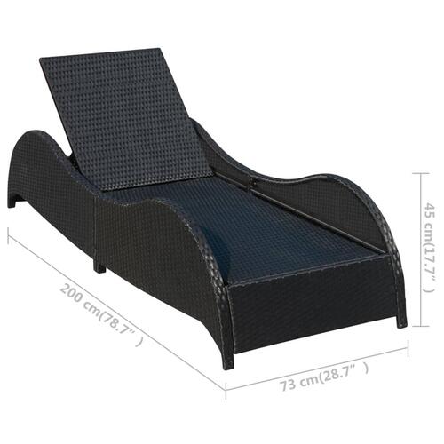 Liggestol med hynde polyrattan sort