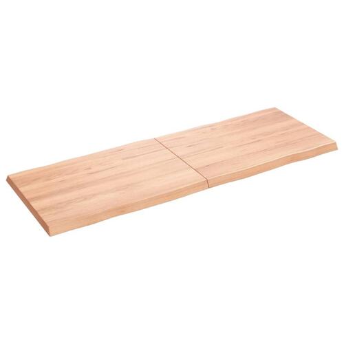 Bordplade 140x50x(2-4) cm naturlig kant behandlet træ lysebrun