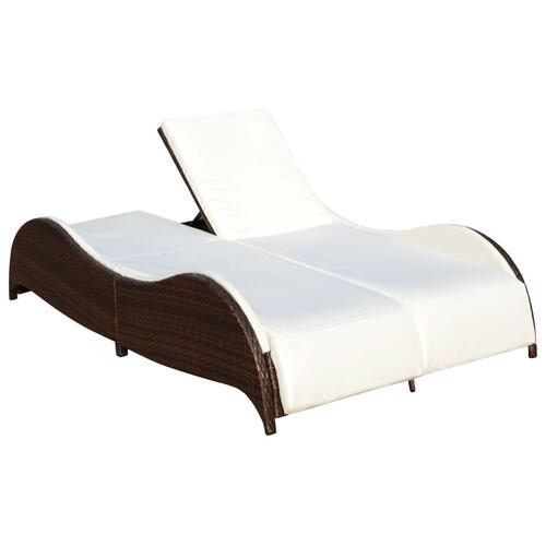 Dobbelt solseng med hynde polyrattan brun