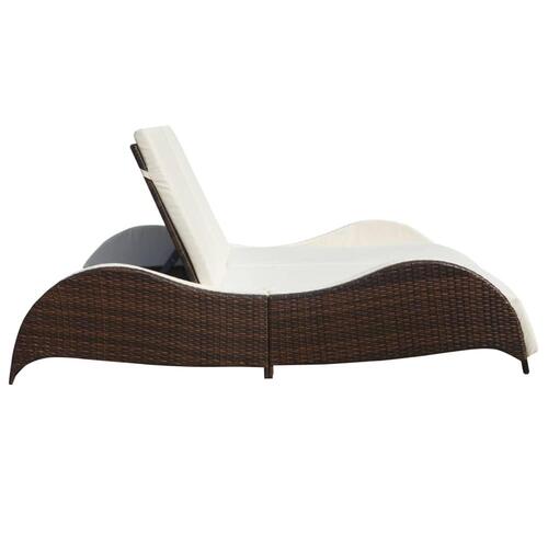 Dobbelt solseng med hynde polyrattan brun