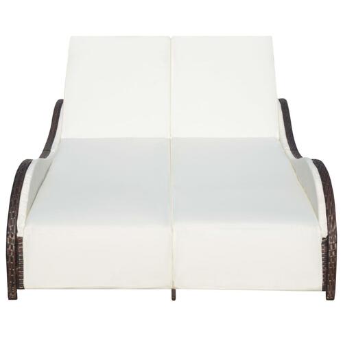 Dobbelt solseng med hynde polyrattan brun