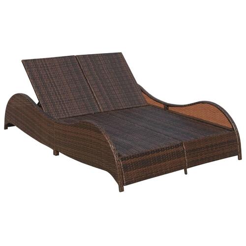 Dobbelt solseng med hynde polyrattan brun