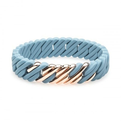TheRubz armbånd til kvinder - silikone og rustfrit stål, blå, 15 mm × 18 cm
