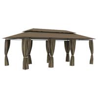 Pavillon med gardiner 600x298x270 cm 180 g/m² gråbrun