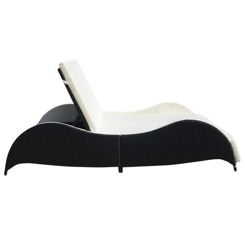 Dobbelt solseng med hynde polyrattan sort