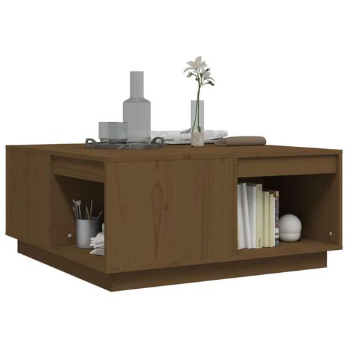 Sofabord 80x81x36,5 cm massivt fyrretræ gyldenbrun