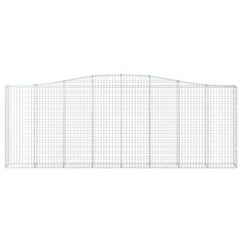 Buet gabionkurv 400×30×140/160 cm i galvaniseret jern - dekorativ stenvæg til have