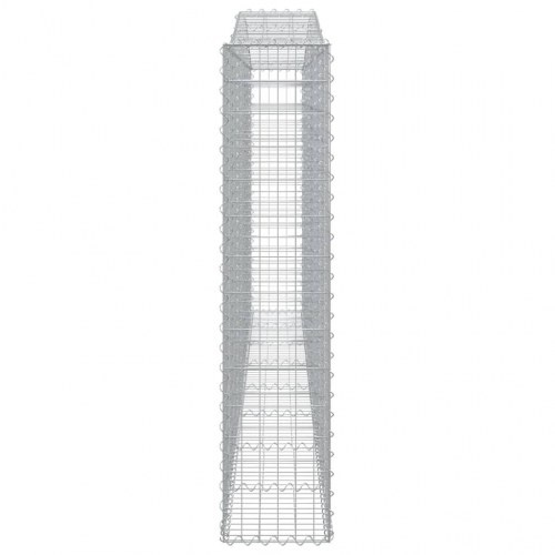 Buet gabionkurv 400×30×140/160 cm i galvaniseret jern - dekorativ stenvæg til have