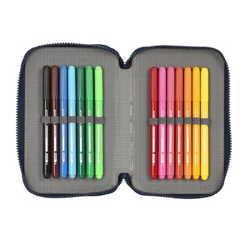 Dobbelt penalhus Munich Flash Marineblå 12.5 x 19.5 x 4 cm (28 Dele)