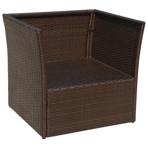 Havestol med fodskammel polyrattan brun
