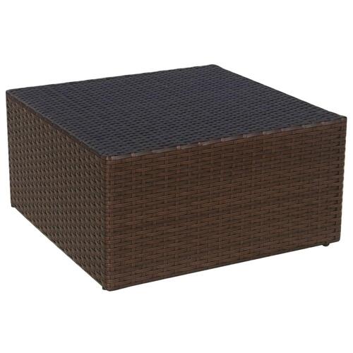 Havestol med fodskammel polyrattan brun