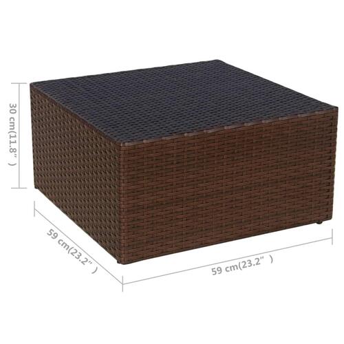 Havestol med fodskammel polyrattan brun