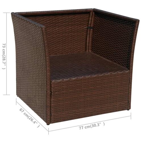 Havestol med fodskammel polyrattan brun