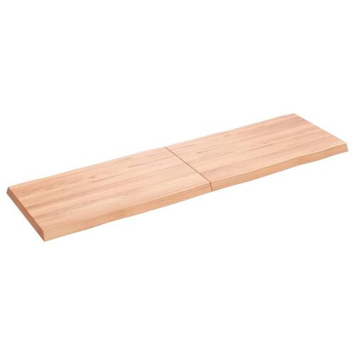 Bordplade 140x40x(2-4) cm naturlig kant behandlet træ lysebrun