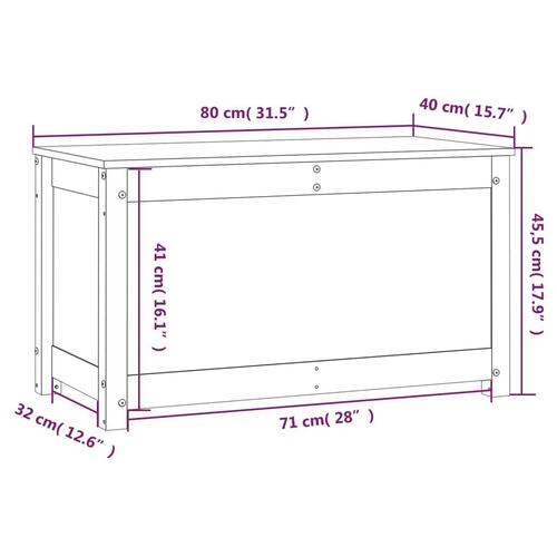 Opbevaringskasse 80x40x45,5 cm massivt fyrretræ