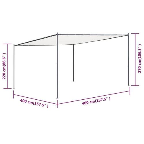 Pavillon med fladt tag 4x4x2,4 m 180 g/m² hvid