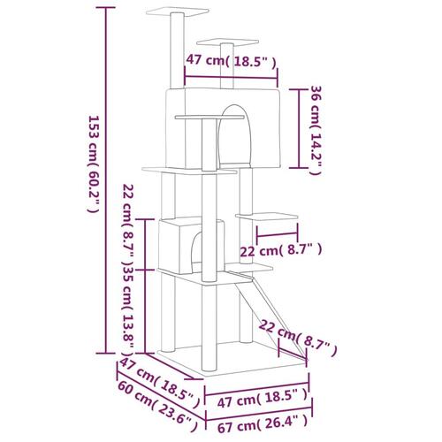 Kradsetræ med sisalkradsestolper 153 cm cremefarvet