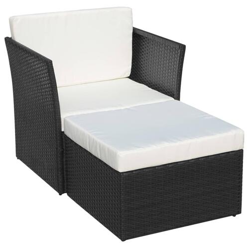Havestol med fodskammel polyrattan sort