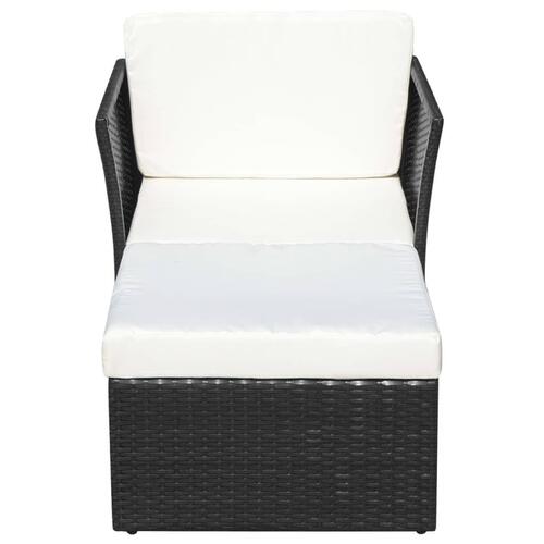 Havestol med fodskammel polyrattan sort