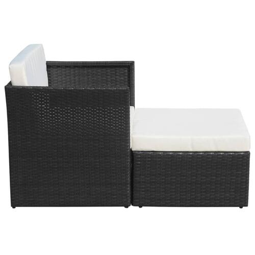 Havestol med fodskammel polyrattan sort
