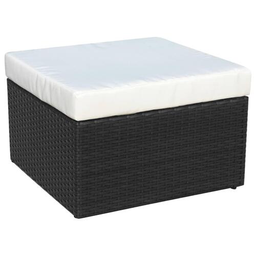 Havestol med fodskammel polyrattan sort