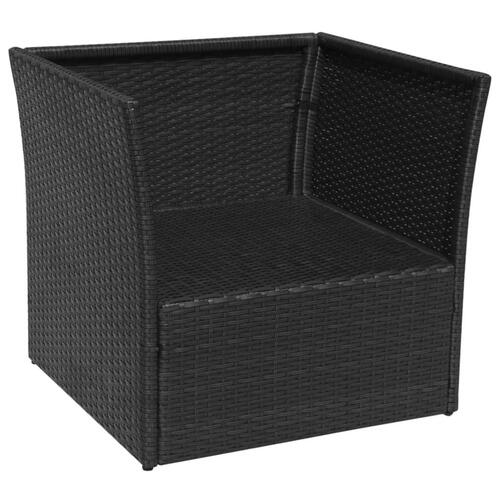 Havestol med fodskammel polyrattan sort